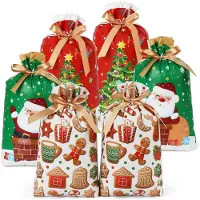 Sonstiges Plätzchentüten Weihnachten 30 Stück mit Kordelzug 23x34cm Grün, Weiß, Rot