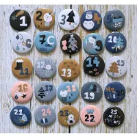 Sonstiges Adventskalender Zahlen Buttons 1-25 Schneemann Motiv 32mm 25 Stück
