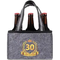 Sonstiges Flaschenträger Filz Grau 6 Flaschen Faltbar Herausnehmbare Trennwände 30. Geburtstag Motiv