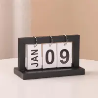 Sonstiges Holz Tischkalender immerwährend Deko Büro Schreibtisch schwarz 20x12x9 cm