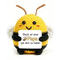 Sonstiges Gestrickte Biene Glücksbringer für Papa, Handgefertigt aus Wolle und Baumwolle, Geschenk für Geburtstag, Weihnachten, Vatertag