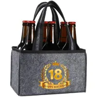 Sonstiges Filztasche für Getränke 18. Geburtstag Junge mit Aufdruck "HAPPY BIRTHDAY" 24x15x15cm