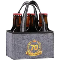 Sonstiges Flaschenträger Filz Grau für 6 Flaschen, faltbar, mit Trennwänden, Geschenk 70. Geburtstag
