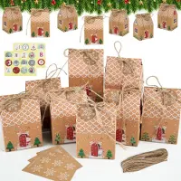 Sonstiges Adventskalender zum Befüllen 24 Häuser mit Zahlenaufklebern & Juteschnur DIY Weihnachtskalender Kinder Erwachsene