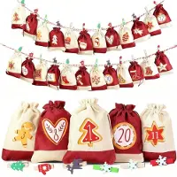 Sonstiges Adventskalender zum Befüllen Stoff 24 Stk 10 x 14cm mit Zubehör