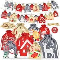 Sonstiges Adventskalender zum Befüllen 24 Säckchen Stoff Santa Claus 4 Größen 2026 DIY Weihnachtskalender