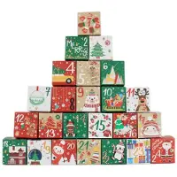 Sonstiges Adventskalender zum Befüllen 24 Boxen zum Basteln und Aufstellen Weihnachten Deko 7x7x7 cm Karton