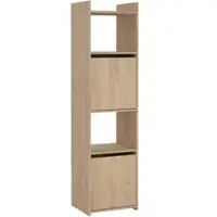Wellhome - Hohes Bücherregal mit 2 Türen und 2 Regalböden in der Farbe Jackson Hickory 40 x 35 x 155 cm - Tormes