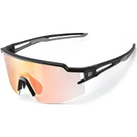 RockBros Cycling Glasses Photochromic UV Protection with Corrective Insert Orange Lenses - Black