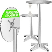 TecTake Aluminium Bistrotisch Viktor Wetterfest Klappbar 2 Aufbauhöhen 60 x 75 115 cm Pro Stück 67 x 67 x 115 cm Silber