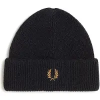 Fred perry für Herren. C3306 Klassische schwarze Wollmütze (OSFA), Lässig, Wolle