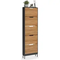 Vicco Schuhkipper Luca, Anthrazit/Goldkraft Eiche, 59 x 192 cm mit 5 Kippfächern
