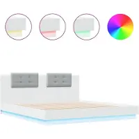vidaXL Bettgestell mit Kopfteil und LED-Leuchten Weiß 180x200 cm