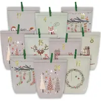 Sonstiges Adventskalender zum Basteln 24 Weihnachtstüten Selbstbefüllen Bunt Grün