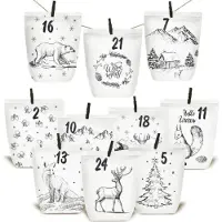 Sonstiges Adventskalender zum Befüllen Weiß Schwarz Weihnachtswald DIY Tüten Kinder Erwachsene