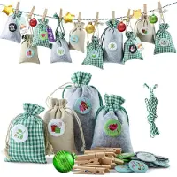 Sonstiges DIY Adventskalender Buttons Set, 24 romantische Liebes-Botschaften, Stoffbeutel zum selbst Befüllen, Weihnachtskalender für Kinder und Erwachsene