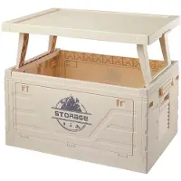 StarTech.com Camping Aufbewahrung - Faltbare große Aufbewahrungsbox mit Tisch - Erweiterbar aus Kunststoff - Auto Kofferraum Organizer Reisebox - Khaki