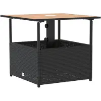vidaXL Gartentisch mit Schirmloch Schwarz 55x55x46,5 cm Poly Rattan