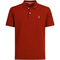 U.S. POLO ASSN. Herren Poloshirt - Piquet, Logo-Stickerei, Baumwolle Stretch Rot (Rust) XL