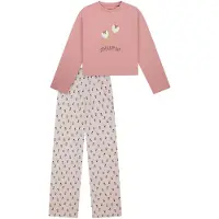 Schiesser Mädchen Schlafanzug, lang - Muster, offenes Bein, Baumwolle Rosa / 128