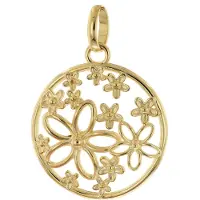Trendor 21997 Damen Schmuck-Anhänger Floral 925 Silber Vergoldet ⌀ 22 mm