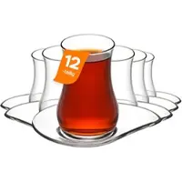 LAV Eva Türkische Teegläser & Unterteller Set – 170 ml (5 3/4 oz), 6er Set (12 tlg.)