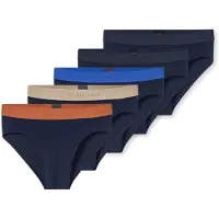 Schiesser Slip "Slip Slips 5P 95/5 5er Pack", Herren, Gr. M, bunt (blau, beige, orange), Obermaterial: 95% Baumwolle CO. 5% Elasthan EL., Unterhosen Slip