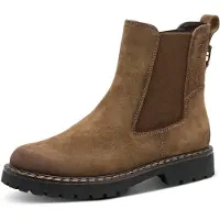 Tamaris Damen Chelsea Boots mit Reisverschluss dunkelbraun Veloursleder - Größe: 38
