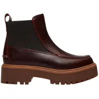 Timberland für Damen. TB0A5TGPEIW1 Chelsea-Stiefeletten aus Leder Stone Street in Burgunderrot (36 W), 1 bis 3 cm, Keine, Lässig, Kastanienb