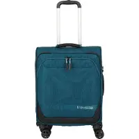 Travelite Handgepäckkoffer "KICK OFF Reisekoffer", Gr. B/H/T: 45cm x 55cm x 20cm 37 l, blau (petrol), Polyester, Koffer Handgepäckkoffer, 4 Doppelrollen, Außentaschen und Packgurte – leicht und robust