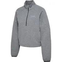 Hummel Sweater "HMLTECH FLEECE WOMEN BOXY HALF ZIP", mit reflektierenden Logodetails, aus Baumwolle, Polyester und Elasthan