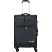 Travelite Trolley "KICK OFF Reisekoffer", Damen, Gr. B/H/T: 41cm x 67cm x 27cm 69 l, grau, Polyester, Koffer Trolley, 4 Doppelrollen, Außentaschen und Packgurte – leicht und robust