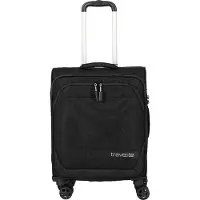 Travelite Handgepäckkoffer "KICK OFF Reisekoffer", Gr. B/H/T: 45cm x 55cm x 20cm 37 l, schwarz, Polyester, Koffer Handgepäckkoffer, 4 Doppelrollen, Außentaschen und Packgurte – leicht und robust