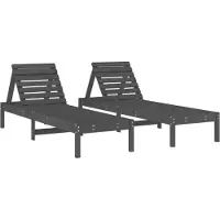vidaXL Sonnenliegen 2 Stk. Grau 199,5x60x74 cm Massivholz Kiefer
