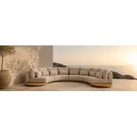 Suns Aspen Lounge-Set 6-tlg. Rund Teak/Stoff