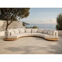 Suns Aspen Lounge-Set 6-tlg. Rund Teak/Stoff