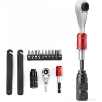 RockBros Fahrradreparaturset - Schwarz, 2x Reifenheber, 10x Bits, Metallgriff, Rassel