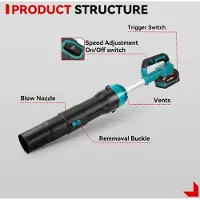 StarTech.com Elektrischer Turbobläser - Akku-Laubbläser - Bürstenloser Motor - 8000 W - 400 m/s - Hochdruck - 1 Akku