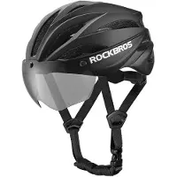 RockBros Unisex-Fahrradhelm mit abnehmbarem Visier und UV-Schutzbrille - schwarz und braun