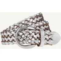 Tamaris Flechtgürtel "Dana Silver", Damen, Gr. 105, silber, Leder, unifarben, Gürtel Flechtgürtel, mit moderner Flechtoptik, aus Leder, in jeder Länge schließbar