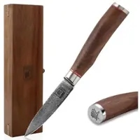 Zayiko Kurumi Damast Officemesser I 9,5 cm Klinge I Nussbaumgriff I Holzbox