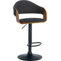 DELUKE Barhocker BOROS Stoff Walnuss/schwarz 50x49x89cm Schwarz Schwarz Barstuhl Mit Lehne Drehbar Tresenhocker Tresenstuhl