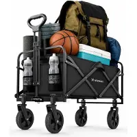Wozinsky Strand- Reise- und Gartenwagen WZP-80 mit Sicherheitsnetz, bis 80 kg, Schwarz