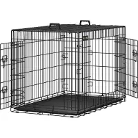 Feandrea Tiertransportbox Gitterbox XL, Metall, 107 x 70 x 77,5cm, schwarz, Tiere bis 42kg