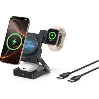 Baseus Ładowarka bezprzewodowa PicoGo AF21 3w1 Qi2.2 35W z kablem USB-C 1m - czarna