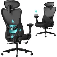 Songmics Bürostuhl ergonomisch, Schreibtischstuhl, Computerstuhl, verstellbare Lenden- und Kopfstütze