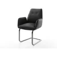 DELIFE Freischwinger Zoa-Flex Echt-Leder Schwarz Freischwinger flach Graphit