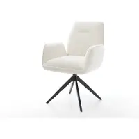 DELIFE Drehstuhl Zoa-Flex Bouclé Soft Beige Kreuzgestell breit Schwarz 360° drehbar Wippfunktion Taschenfederkern