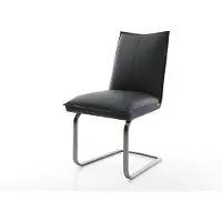 DELIFE Freischwinger Lelio-Flex Echt-Leder Schwarz Freischwinger flach Graphit Taschenfederkern