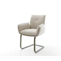 DELIFE Freischwinger Nela-Flex Webstoff Soft Beige Freischwinger flach Effektfinish Titan
